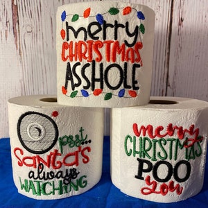 Carta igienica di Natale / Regalo elefante bianco / Regalo gag di Natale / Divertente carta igienica di Natale / Decorazioni per il bagno di Natale