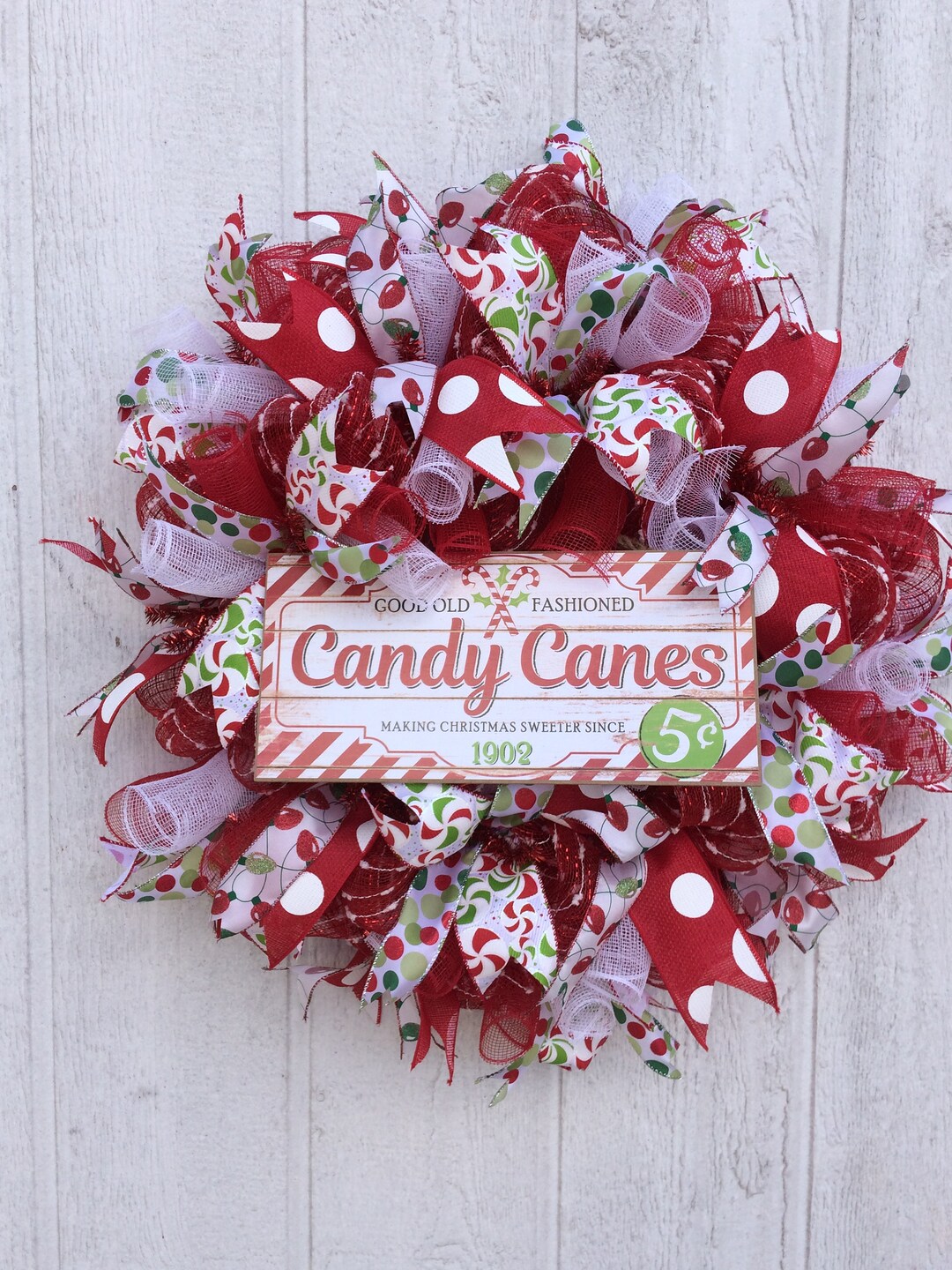 Candy Cane Wreath/ Christmas Wreath/ Front Door Wreath/ Door Wreath - Etsy