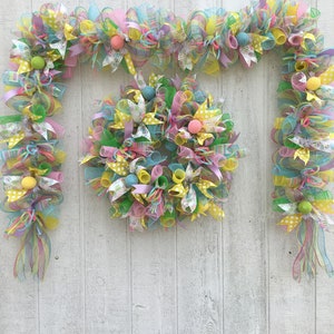 Easter Garland/ Spring Mesh Wreath/Easter Mesh Wreath/ Mesh Garland/ Easter Decoration/Deco Mesh Mantle Garland