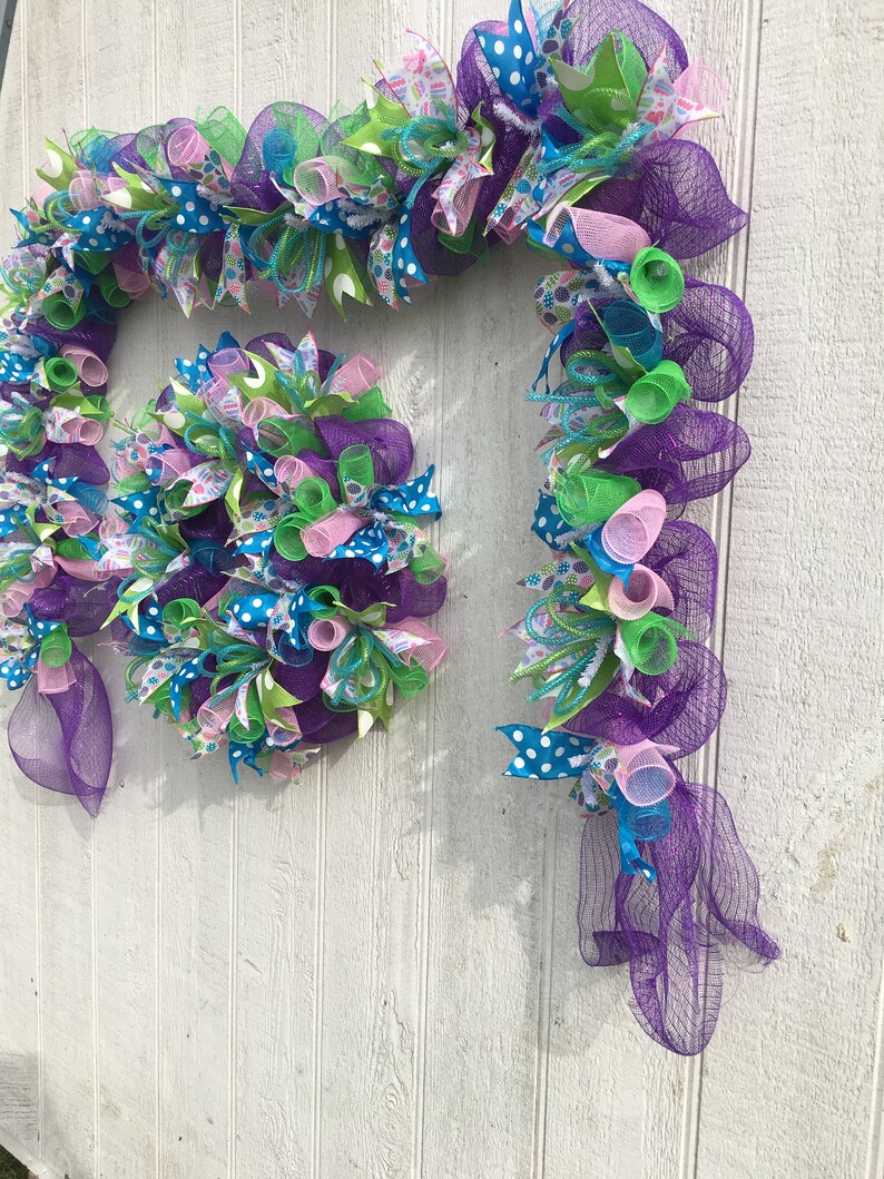 Easter Garland/Easter Mesh Garland/Spring Mesh Garland/Door Garland/Front Door Garland image 3