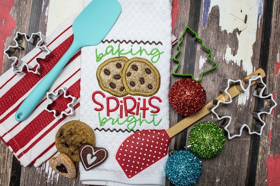 Baking Spirits Bright Christmas Kitchen Towel/ Holiday Towel
