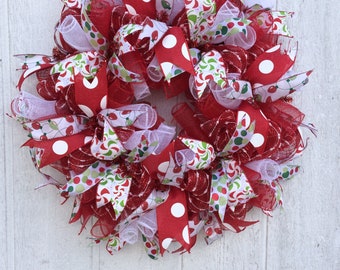 Christmas Wreath/ Candy Cane Wreath/ Front DOor Wreath/ Door Wreath