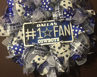 Dallas Cowboys Mesh Wreath/ Dallas #1 Fan Cowboys Mesh Wreath/ Football Mesh Wreath/Dallas Cowboys Wreath