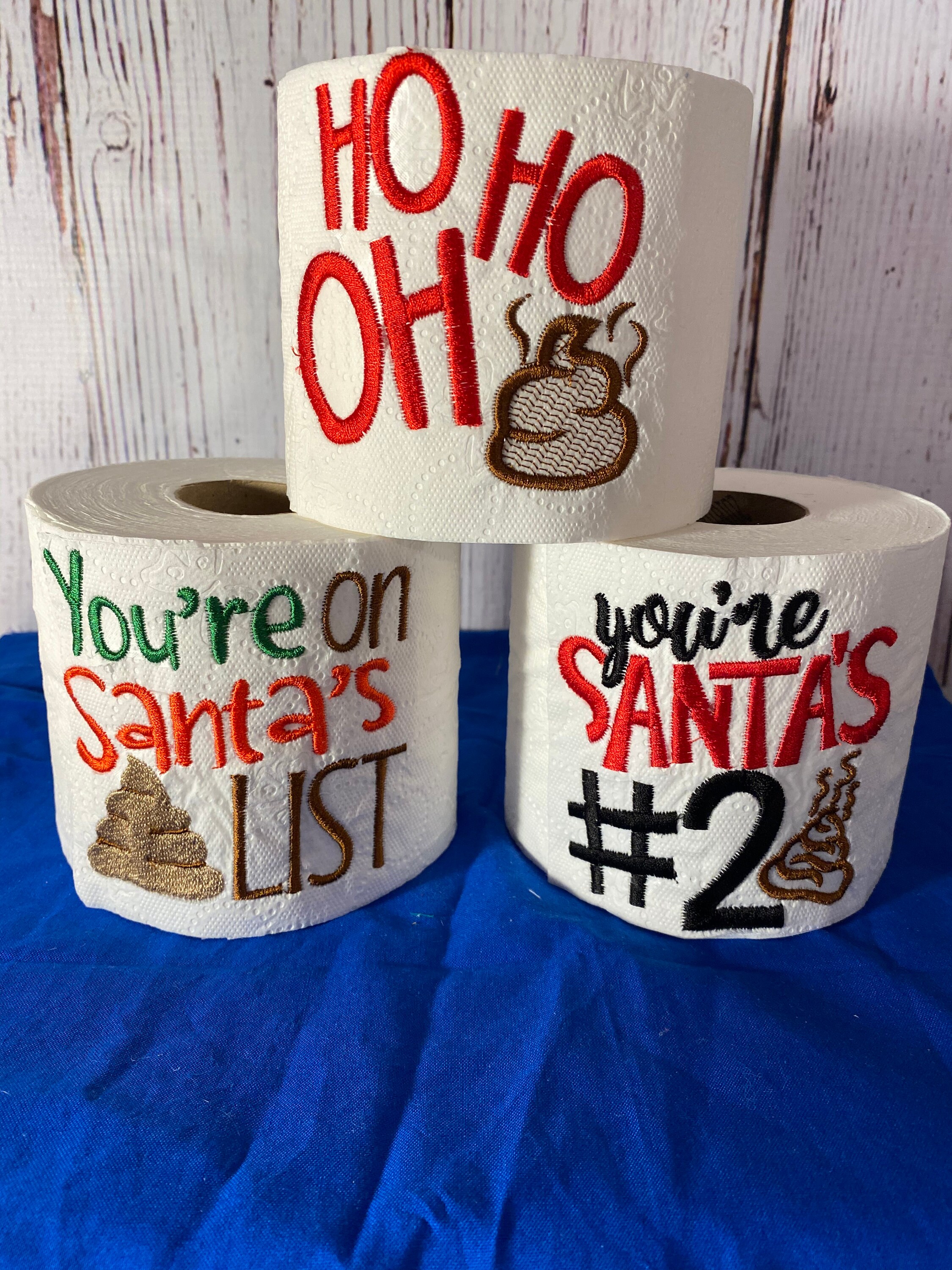 Christmas Embroidered Toilet Paper/ Christmas Funny Toilet Paper/ Christmas Toilet Paper/ Gag