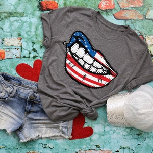 4th of July Tee/ Fourth of July Lips Tee/ Fourth of July Tee/ Lips Tee/ Adult Lips Tee