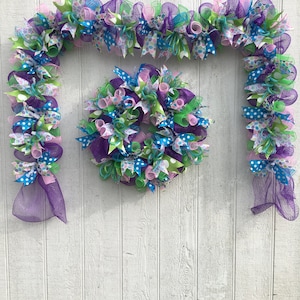 Easter Garland/Easter Mesh Garland/Spring Mesh Garland/Door Garland/Front Door Garland image 1