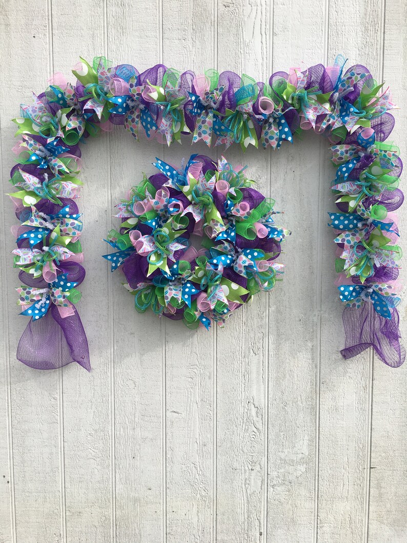 Easter Garland/Easter Mesh Garland/Spring Mesh Garland/Door Garland/Front Door Garland image 1