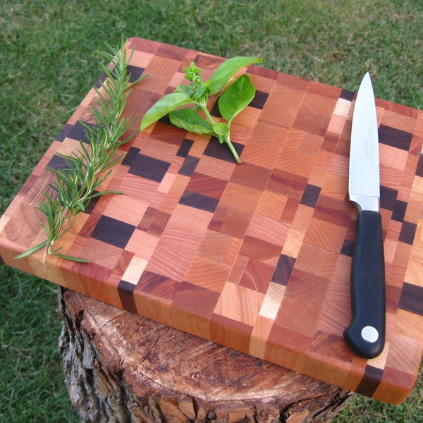 Handmade End Grain Wood Chopping Block Cutting Board