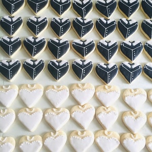 Bride and Groom on Heart Sugar Cookies - handmade icing- Wedding Cookies-Wedding dessert- Party Favors