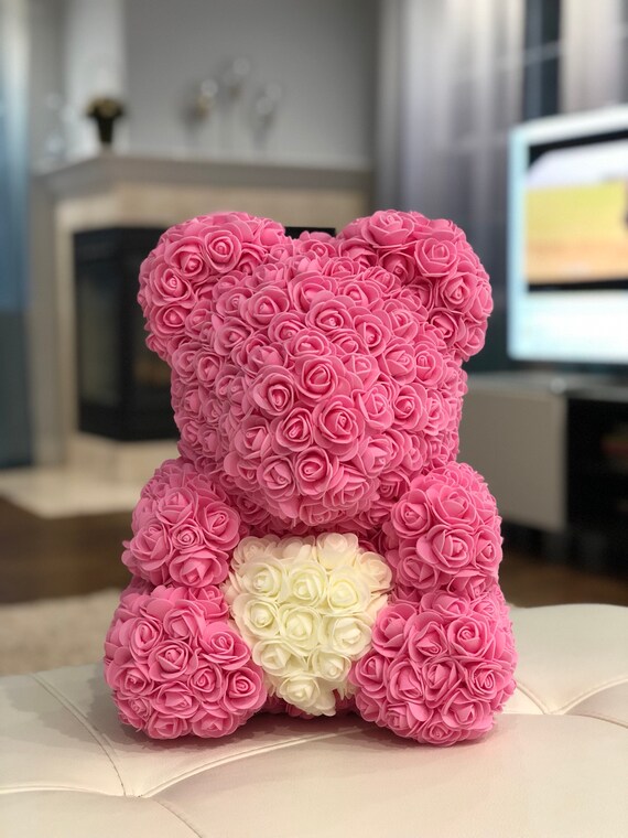faux roses teddy bear