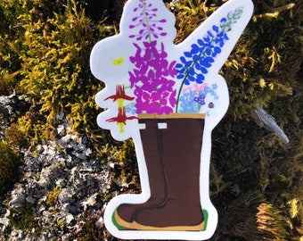 Boots and wildflowers vinyl sticker