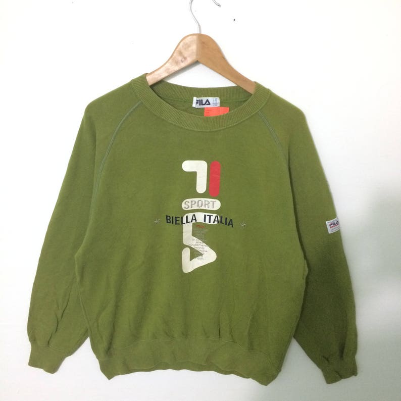 Fila Sports Green Color Crewneck Sweatshirt Big Logo hiphop swag lolife Fila Sports Green Color Crewneck Sweatshirt Big Logo hiphop swag lolife