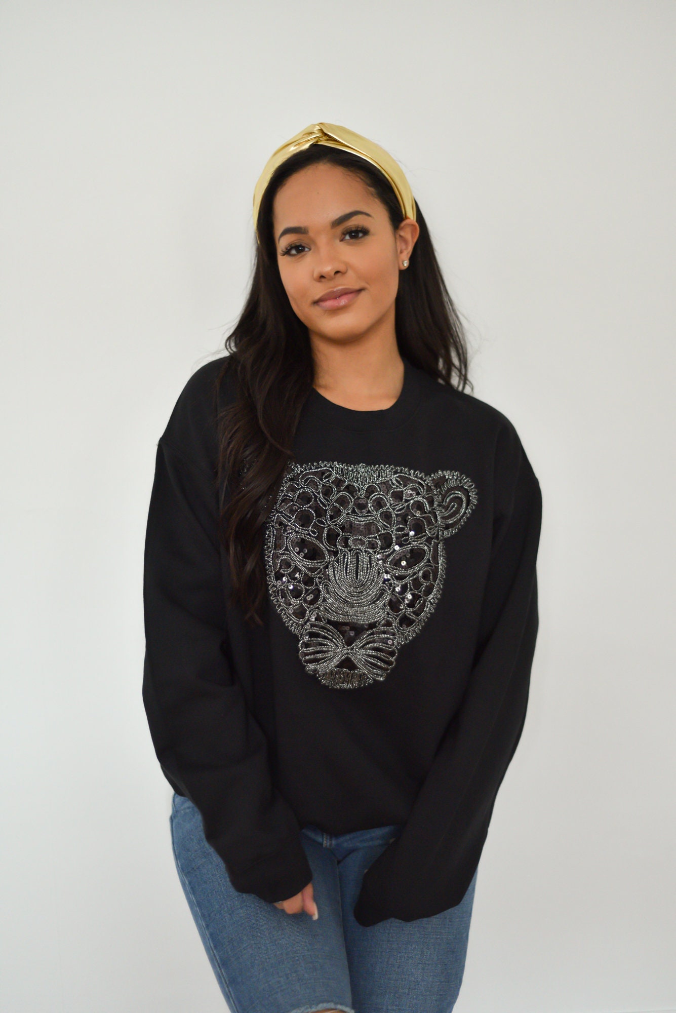 Women Sweatshirt Animal print Sweater Black Sweatshirt Cute Etsy