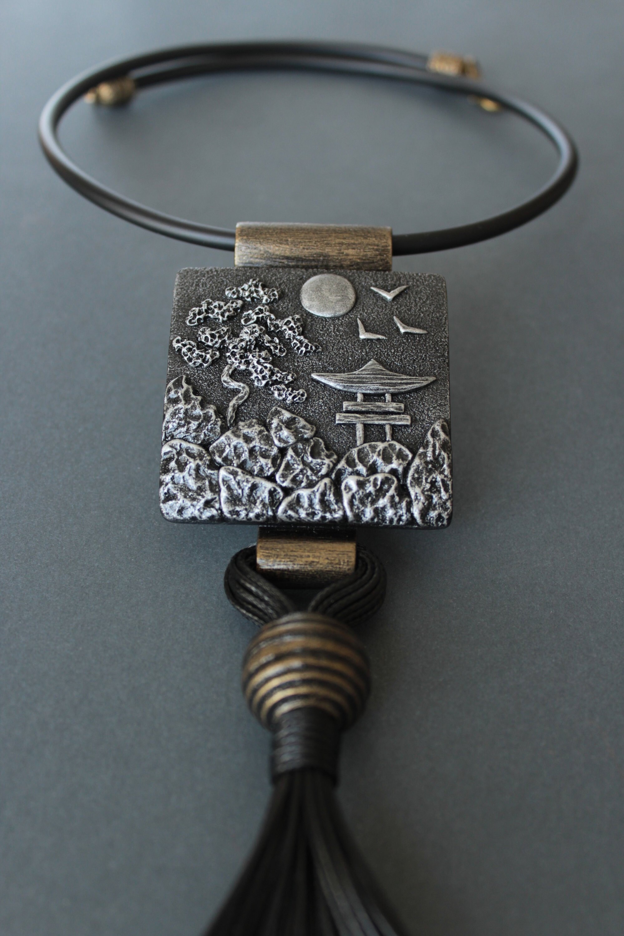 Polymer Clay Jewelry Pendant Necklace Silver Japan Square Etsy