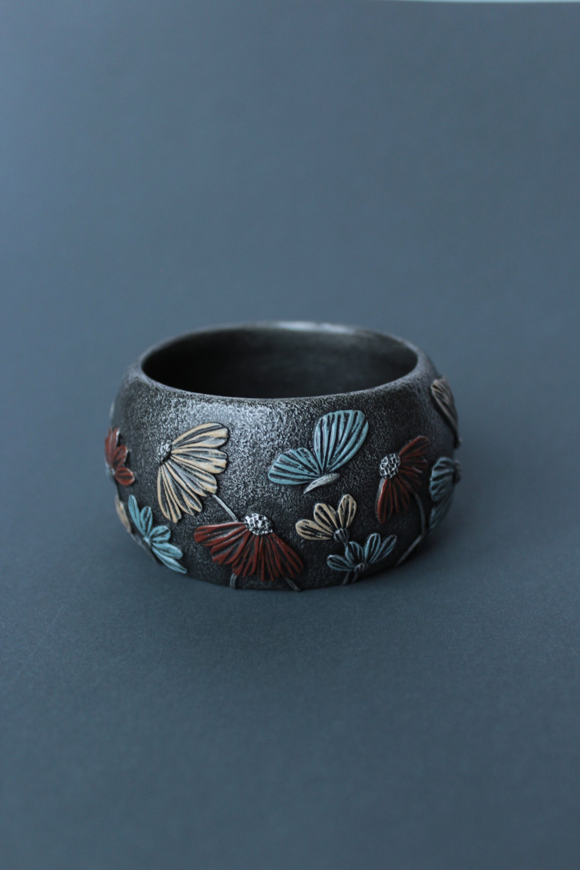 Polymer Clay Jewelry Bracelet Bangle Wide Flower Floral Etsy