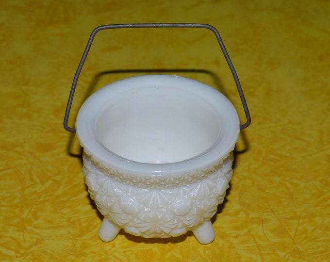 Milk Glass Witch Cauldron Candle Holder White Glass With Etsy