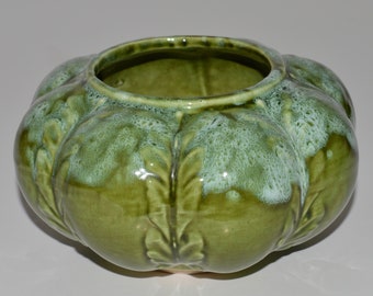 California Pottery Planter, Drip Glaze Green Aqua Planter Pot, Calif USA Marking, Collectible USA Pottery Piece, Retro Ceramic Planter