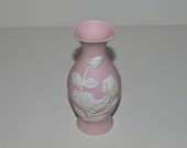Pink Jasperware Roses Vase, Pink and White Floral Vase, Wedgwood Style Cameo Vase, White Pink Roses, Jasperware Bud Vase, Dainty Bud Vase