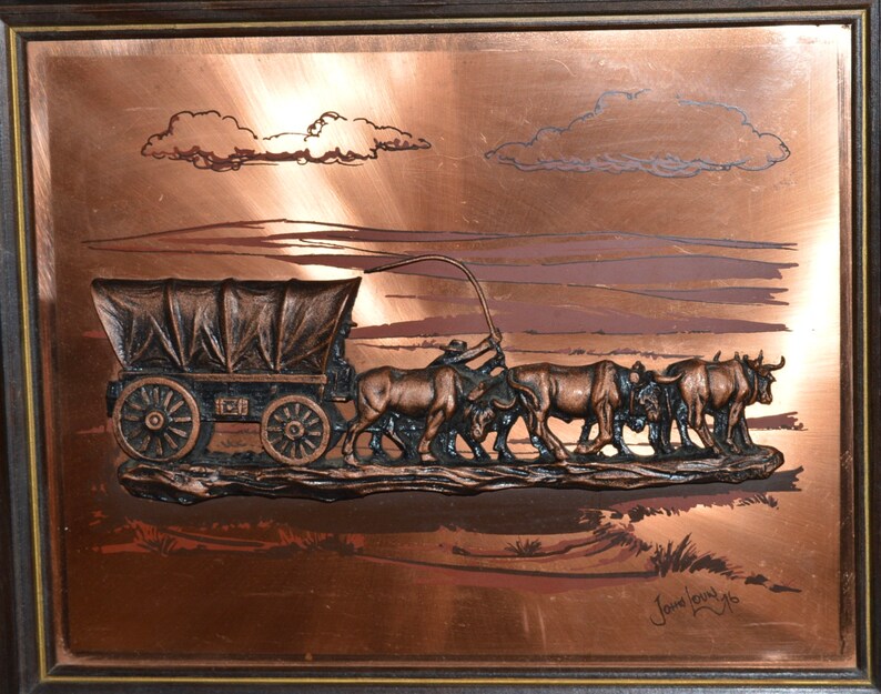 John Louw Covered Wagon Copper Art 1970s 3D Copper Wall Art Etsy
