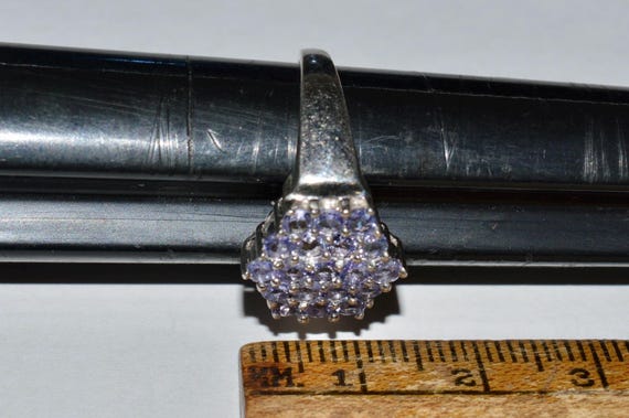 Sterling Tanzanite Cluster Ring, Hexagonal Cockta… - image 10