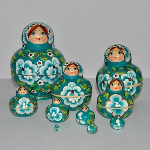 Russian Nesting Dolls, Hand Painted Matryoshka Dolls Set of 10 Stacking Dolls, Russia Souvenir, Gift for Child, Nesting Doll Boxes