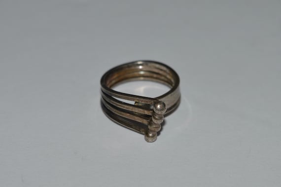 Brutalist Modernist Rhodochrosite 800 Silver Ring Mid Century Modern European Silver Ring Square Shank Signed BS  Ring