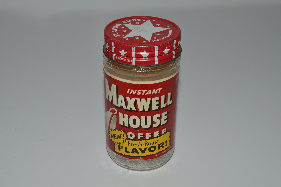 Maxwell House Instant Coffee Jar Vintage Food Jar W Intact Etsy
