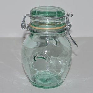 Vintage Vetreria Etrusca Glass Jar, Aqua Blue Italian Glass Sealing Canning Jar, I980s Made in Italy Kitchen Decor Glass Storage Jar