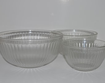 Pyrex Mixing Bowl Set, Pyrex Clear Ribbed Glass Nesting Bowls, Set