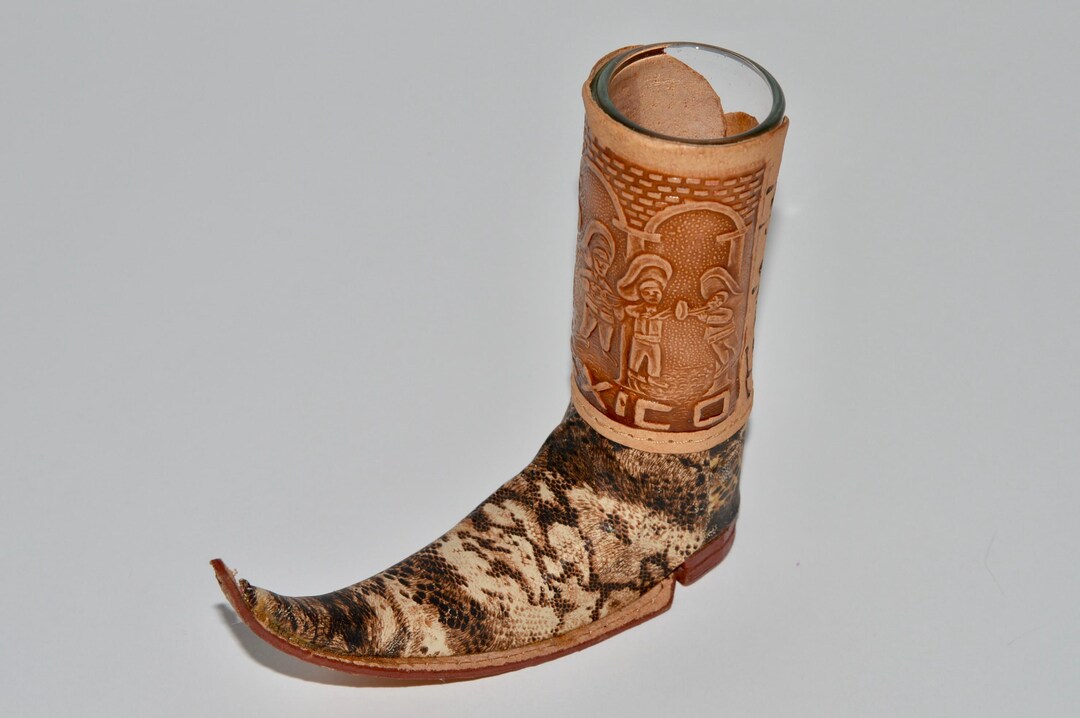 Mexican Miniature Leather Boot, Tequila Shot Glass, Jalisco Souvenir ...