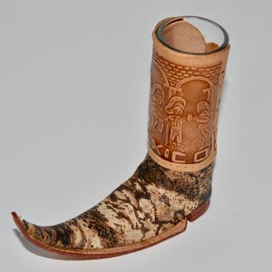 Mexican Miniature Leather Boot, Tequila Shot Glass, Jalisco Souvenir, Mariachi Design, Novelty Gift, Cantina Decor , Hecho en Mexico
