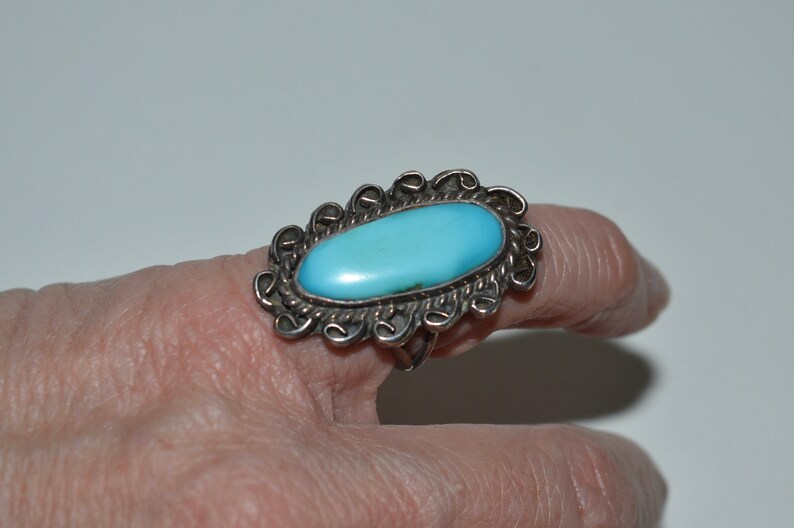 Large Sterling Turquoise Pinky Ring Impressive Silver Etsy