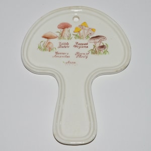 Vintage Avon Mushroom Trivet, Kitchen Decor Trivet, Types of Mushrooms, Ceramic Trivet Tray w Mushroom Graphics, Mushroom Wall Hanging