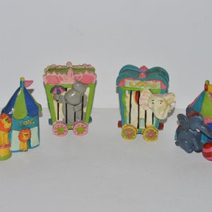 Circus Figurines, Cake Toppers, Vintage Circus Train Miniatures, Lions Hippo Elephants, Childrens Decor, Circus Themed Miniature Decorations