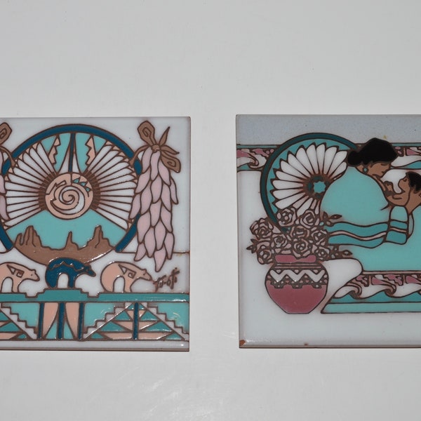 Gale Tu-oti Tile, Southwest Art Tile, Tuoti  Tile Trivet,  Southwest Theme Trivet Tile, Signed Art Tile, Earthtones Tucson Tiles from 1990