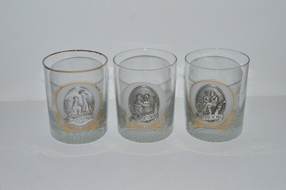 Golf Tumblers Glass W Pewter Plaques Golf Barware Glasses - Etsy