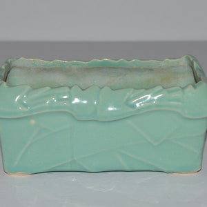 McCoy Aqua Pottery Planter, McCoy Vintage 1940s Bulb Planter, Turquoise McCoy Rectangular Mid Century Planter Flower Pot, Succulent Planter