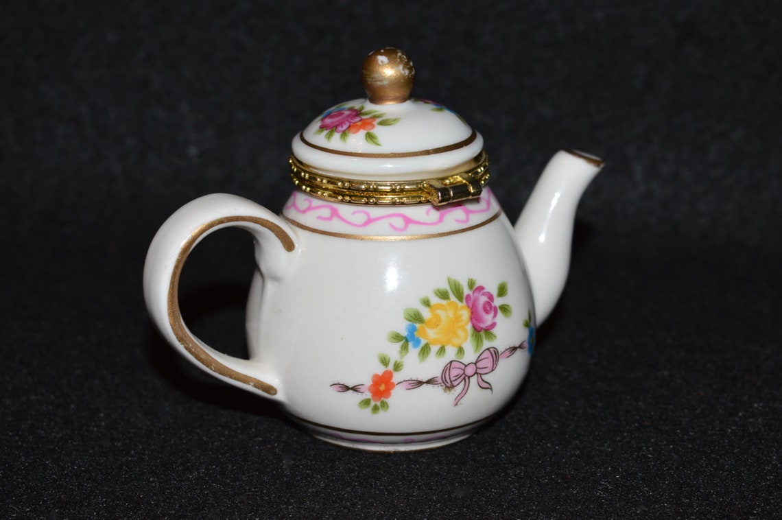 Teapot Trinket Box Porcelain Hinged Box Teapot PHB Etsy