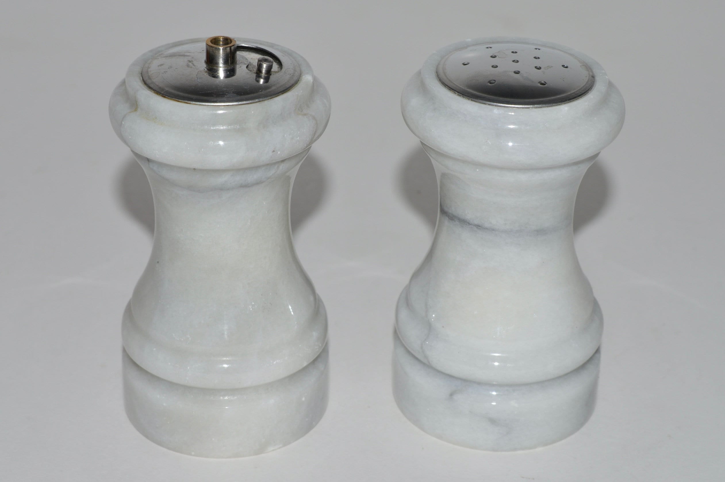 Marble Salt and Pepper Stone Salt Shaker Set Vintage White Stone Table Shakers Carved Stone Table Decor Missing Stopper and Parts Etsy UK