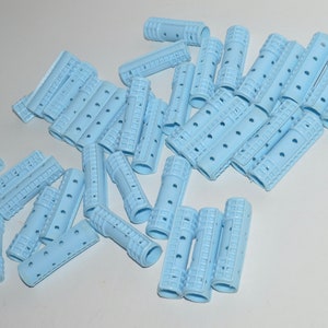 Vintage Hair Rollers, Powder Blue Retro 1980s Hair Style Plastic Curlers, 38 Pieces Plastic Curling Clips,  Retro Salon Curling Rods