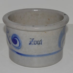 Zout Blue and White Stoneware Crock, Cobalt Blue Salt Glaze Stoneware, Rustic Kitchen Decor, Salt Storage Crock, Dutch Pottery Crock