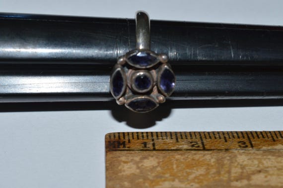 Multi Stone Ring, Dark Blue Violet Gemstone Conve… - image 9