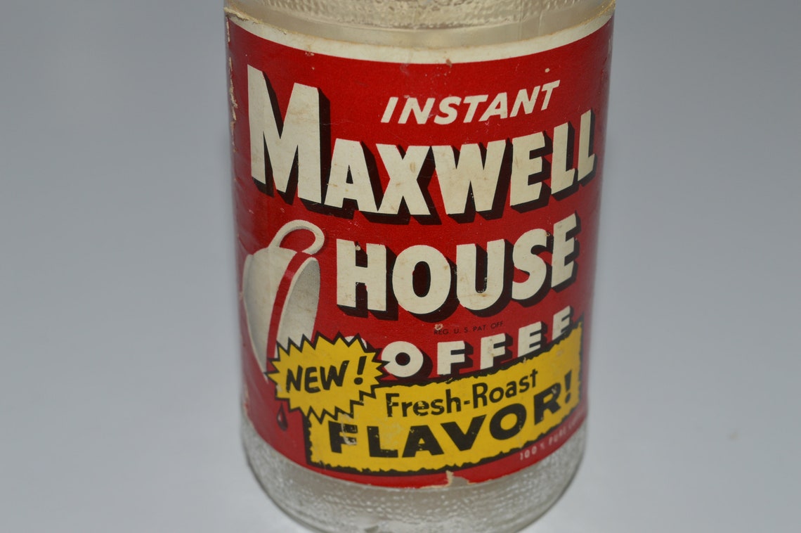 Maxwell House Instant Coffee Jar Vintage Food Jar W Intact Etsy