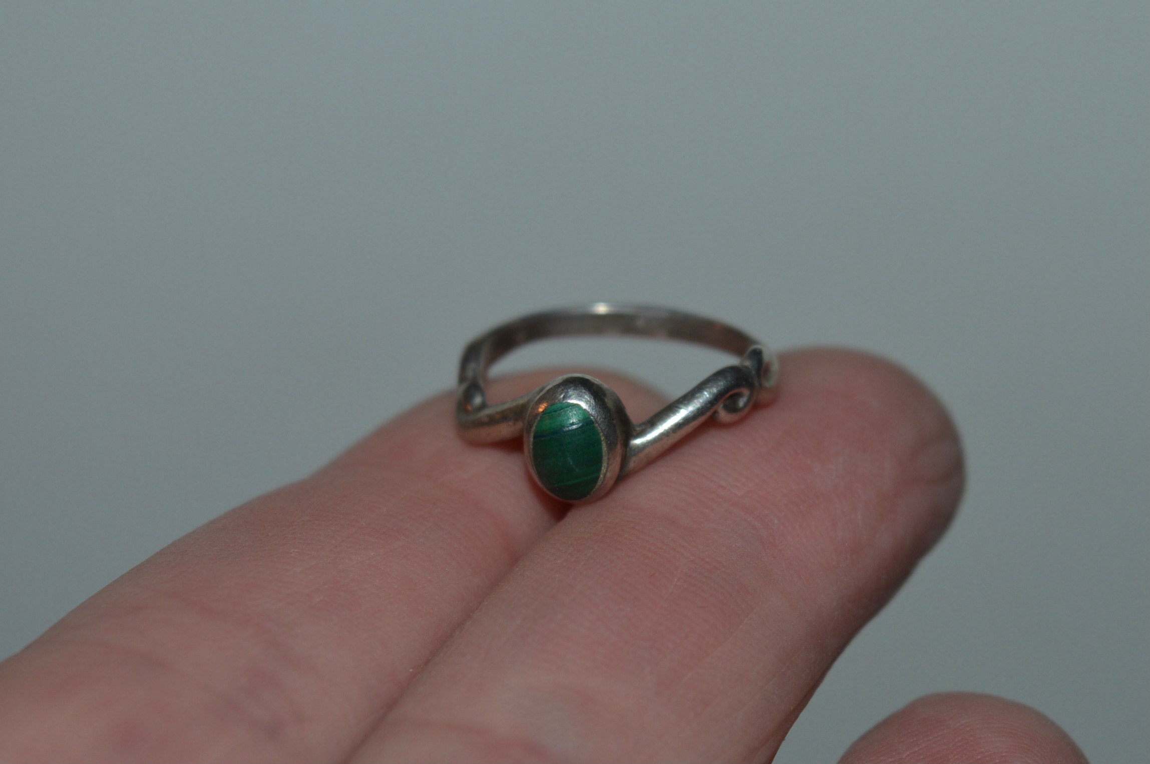 Malachite Jewelry Malachite Dainty Ring Malachite Tiny Ring Sterling Silver Green Stone Ring Size 4.5 Pinky Ring Tribal Boho Ring