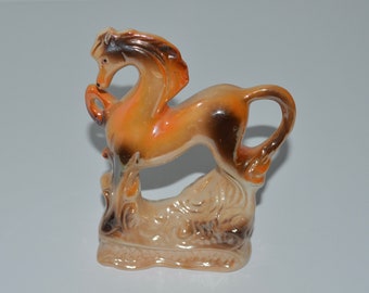 Brazil Horse Figurine, Ceramic Lusterware Horse, Hand Painted Horse Statue, Brazil Ceramics, Mid Century Horse Statuette, Horse Lover Gift