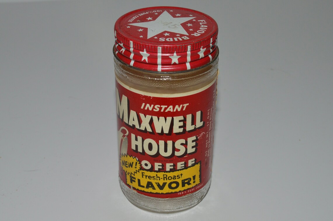 Maxwell House Instant Coffee Jar Vintage Food Jar W Intact Etsy