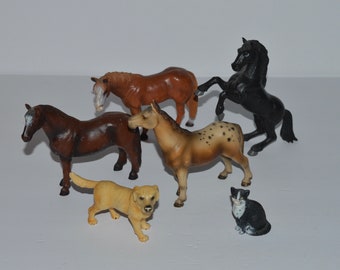 Collectible Schleich Horses Lot, Schleich Horse Figurines, Miniature Horses, Schleich Dog and Cat, Horse Lover Gift, Horse Statuettes