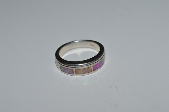 Opal Inlay Multi Stone Silver Ring, Opal Modernis… - image 5