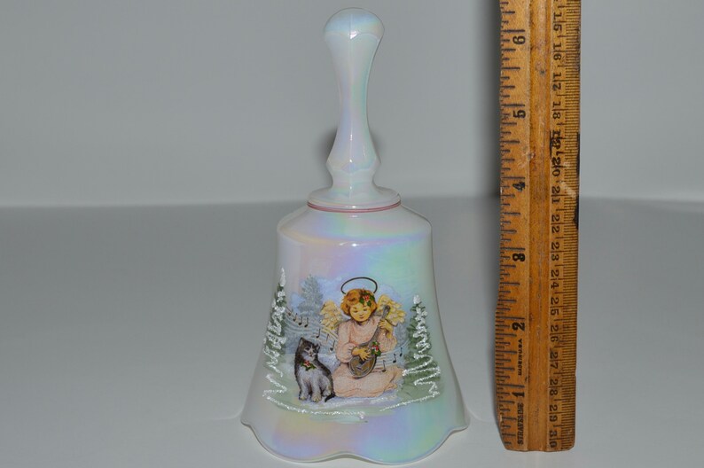 Fenton Glass Bell Iridescent Glass Bell Hand Painted by D Etsy