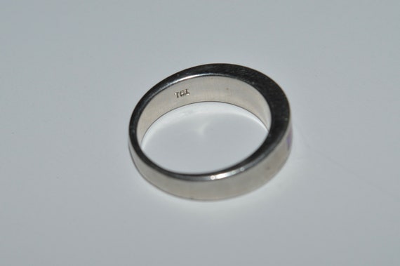 Opal Inlay Multi Stone Silver Ring, Opal Modernis… - image 3